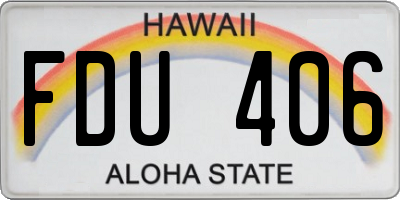 HI license plate FDU406