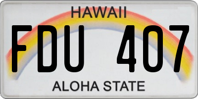 HI license plate FDU407