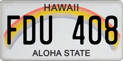 HI license plate FDU408