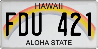 HI license plate FDU421
