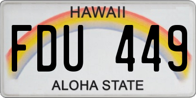 HI license plate FDU449
