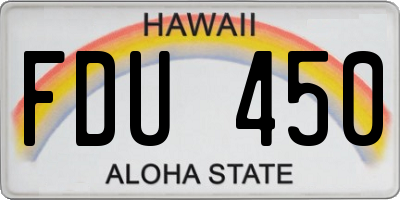 HI license plate FDU450