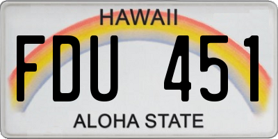 HI license plate FDU451