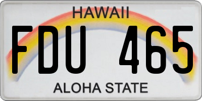 HI license plate FDU465