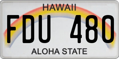 HI license plate FDU480