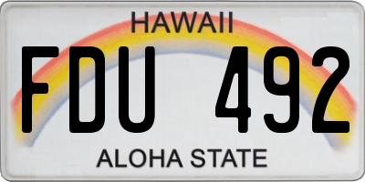HI license plate FDU492
