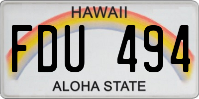 HI license plate FDU494