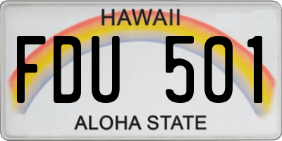 HI license plate FDU501