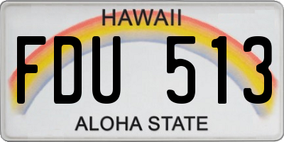 HI license plate FDU513
