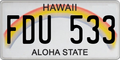 HI license plate FDU533