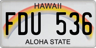 HI license plate FDU536