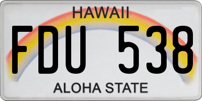 HI license plate FDU538
