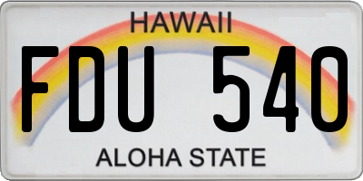 HI license plate FDU540