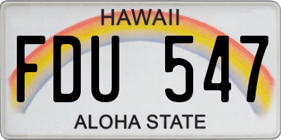 HI license plate FDU547