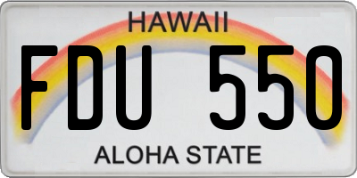 HI license plate FDU550
