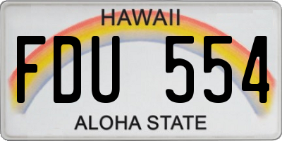 HI license plate FDU554