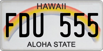 HI license plate FDU555