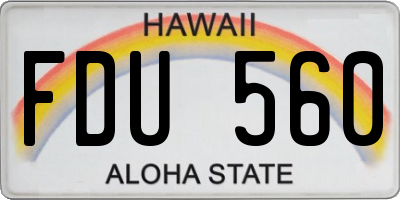 HI license plate FDU560