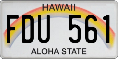 HI license plate FDU561