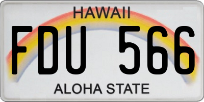 HI license plate FDU566