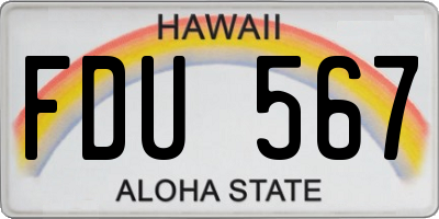 HI license plate FDU567