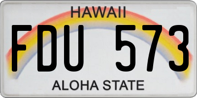 HI license plate FDU573