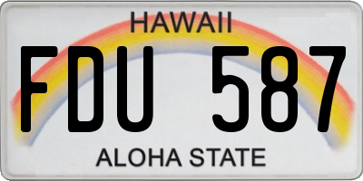 HI license plate FDU587