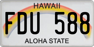 HI license plate FDU588
