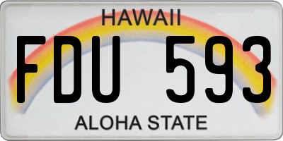 HI license plate FDU593