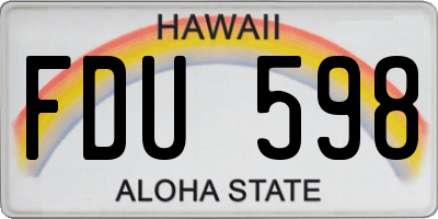 HI license plate FDU598