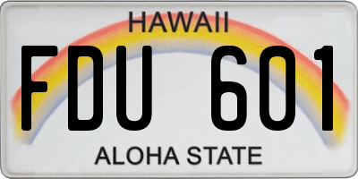 HI license plate FDU601