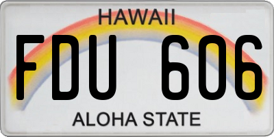 HI license plate FDU606