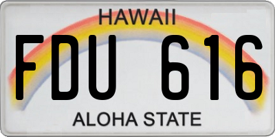 HI license plate FDU616