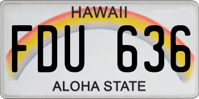 HI license plate FDU636