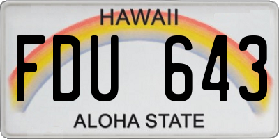HI license plate FDU643