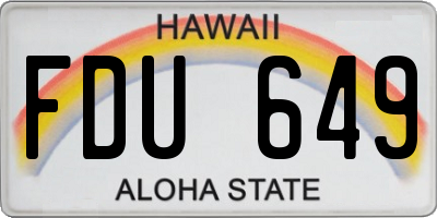 HI license plate FDU649