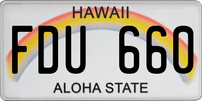 HI license plate FDU660