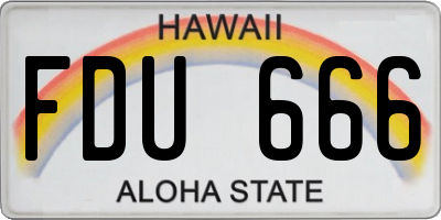 HI license plate FDU666