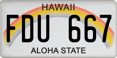 HI license plate FDU667