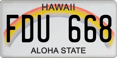HI license plate FDU668