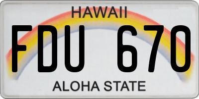 HI license plate FDU670