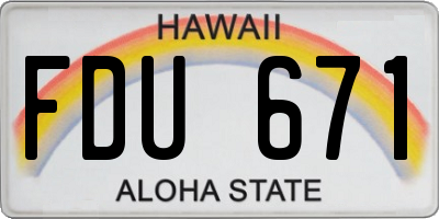 HI license plate FDU671
