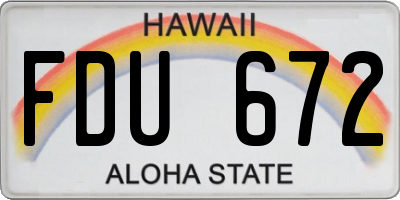 HI license plate FDU672