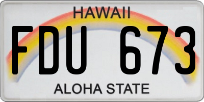 HI license plate FDU673