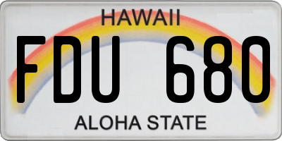 HI license plate FDU680
