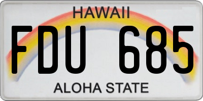 HI license plate FDU685