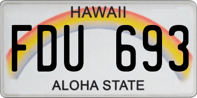 HI license plate FDU693