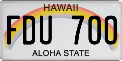 HI license plate FDU700