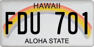 HI license plate FDU701