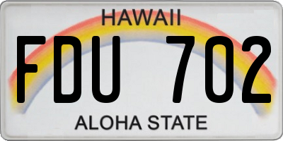 HI license plate FDU702